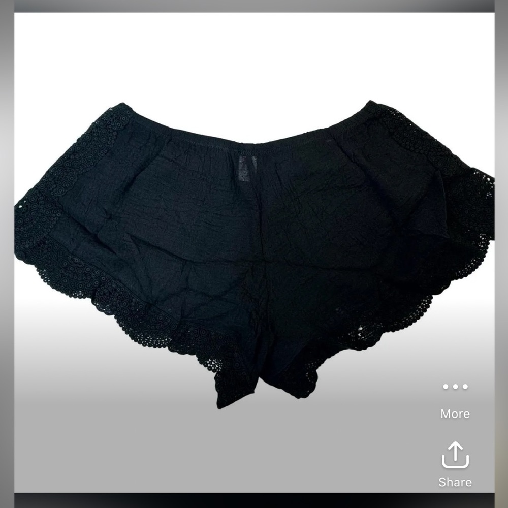EBERJEY Frankie Sol Black Crochet Trim Swim Cover Up Shorts